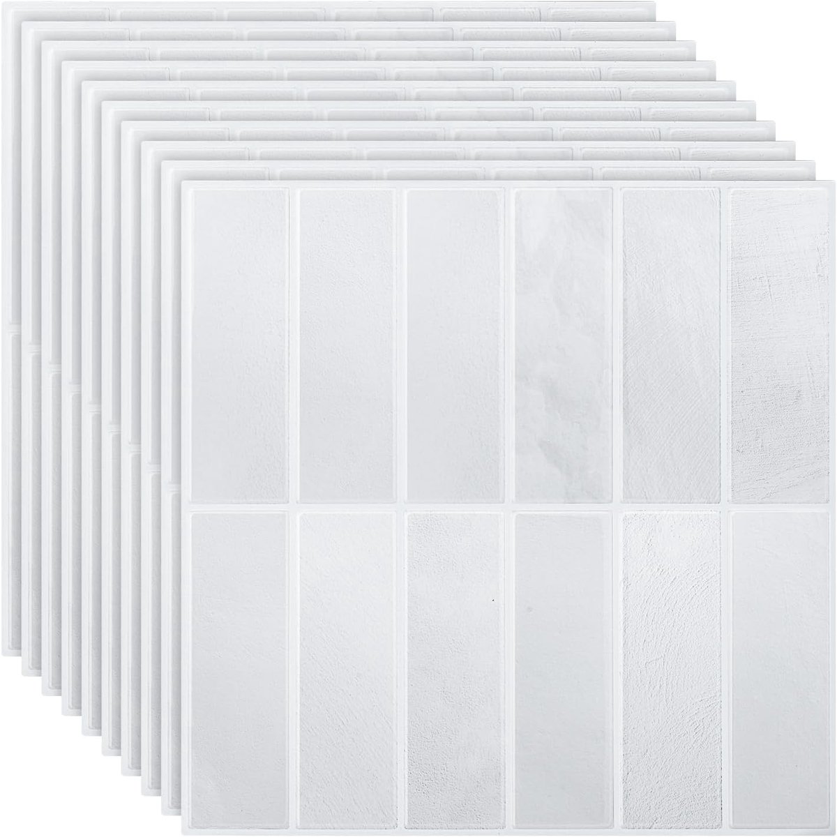 10 stuks spatwandstickers, 3D-tegels, pvc, wandstickers, zelfklevend, keuken, waterdicht, Smart Tiles, spatwand voor keuken en badkamer, wit