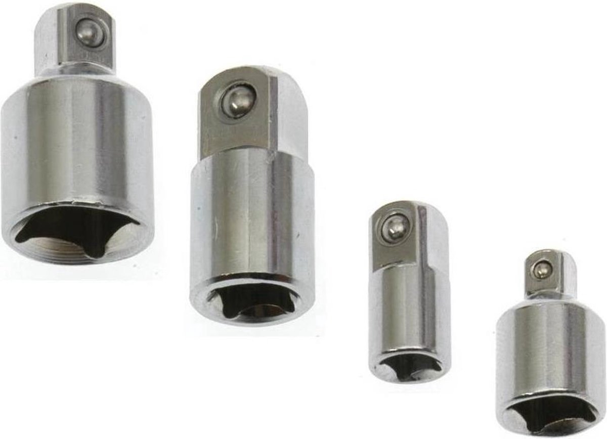 Benson Verloopadapterset - Verchroomd staal - 4-delig - Baldruk voor een perfecte pasvorm!