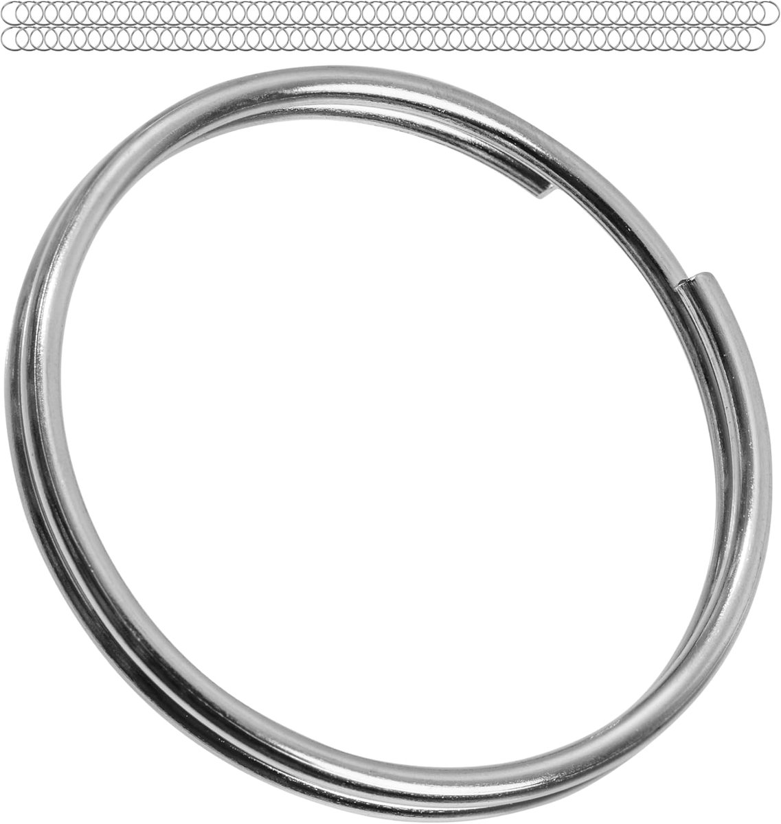 Splitringen, Ø 12 mm buiten, 120 stuks, van gehard staal, in zilverkleurig, doe-het-zelf sleutelringen, sleutelhangers, sleutelorganisatie, ringen knutselen, metalen O-ringenset, oogringen