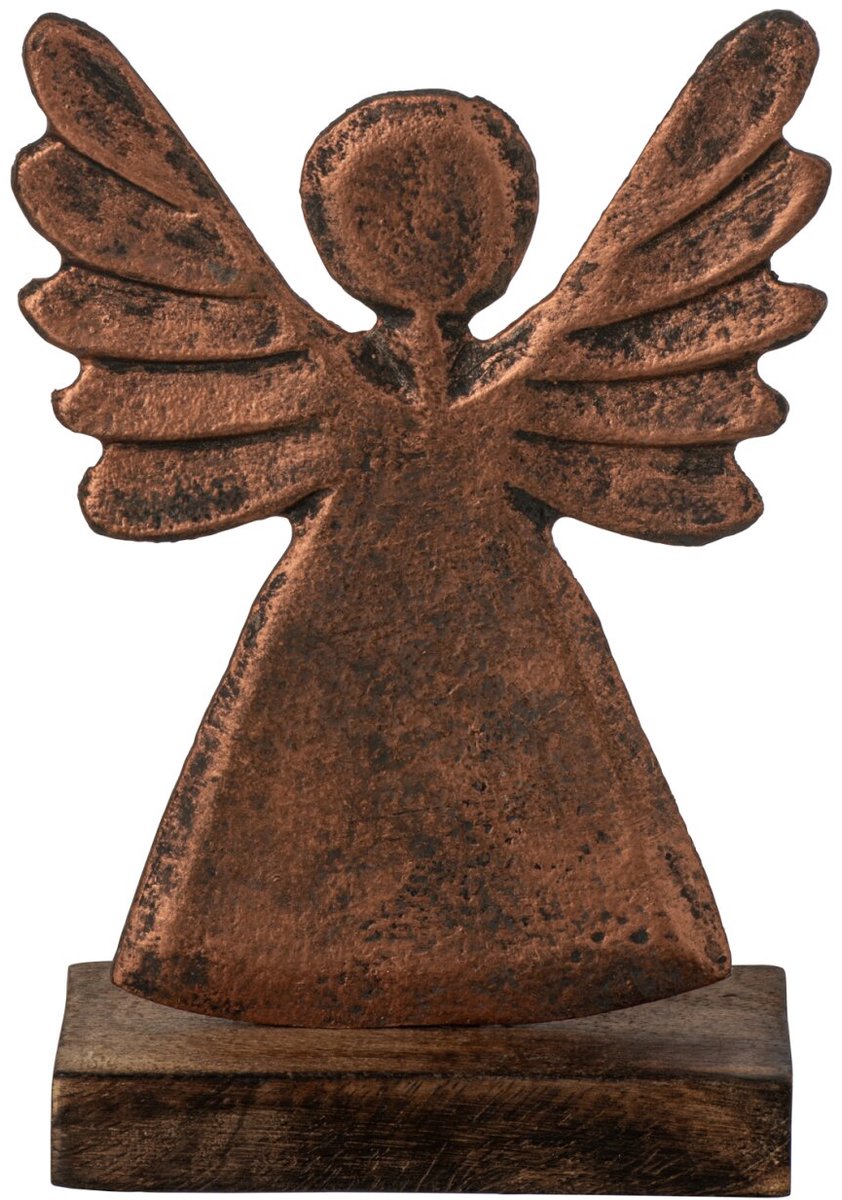J-Line Engel op voet - aluminium - koper/naturel - small