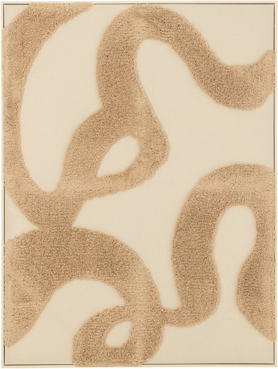 Tableau beige avec des lignes abstraites et cordeuses beiges.