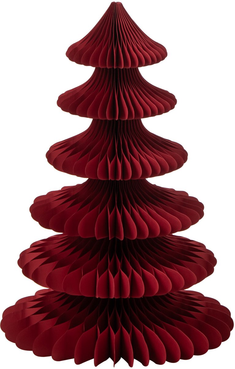 J-Line decoratie Boom - papier - kerstrood - medium