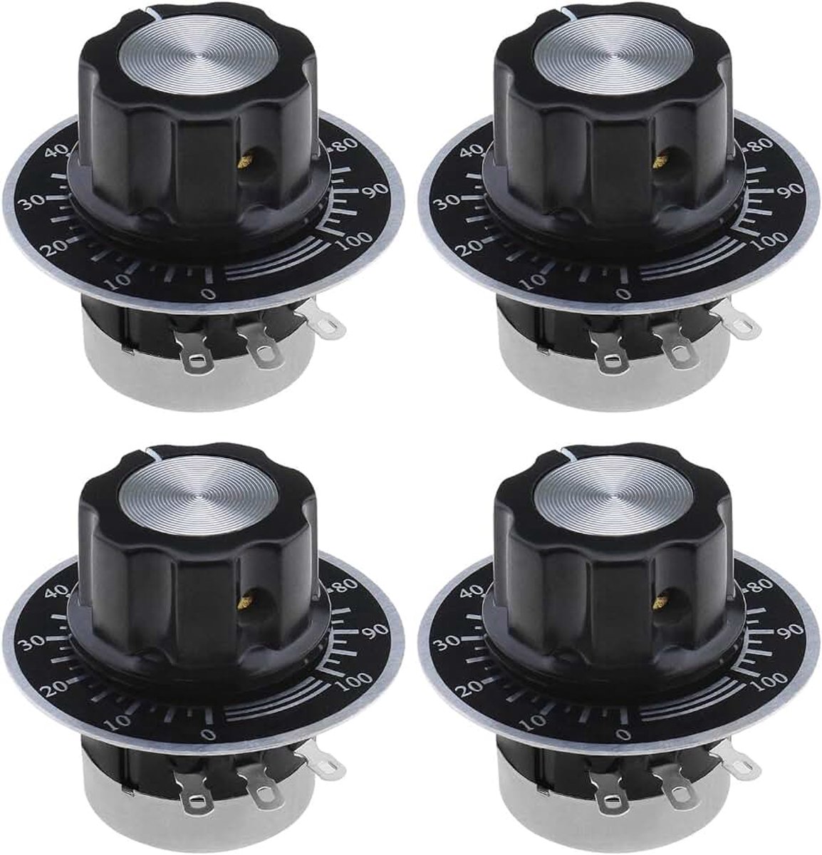 4 Sets Carbon Film Potentiometer RV24YN20S B103 10K ohm Enkele Draai voor Omvormer Snelheidsregeling Motor Snelheidsregeling met Knop Wijzerplaten