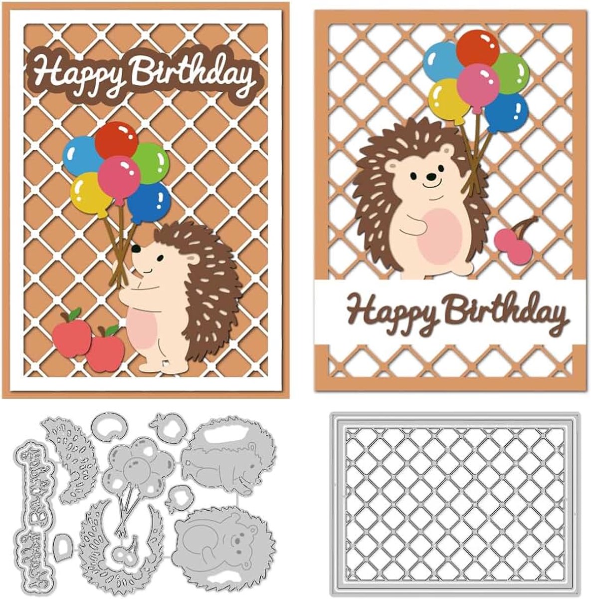Snijmatrijzen met egel ballonnen achtergrond egel kaarten maken zegeningen sjabloon scrapbooking embossing sjabloon stansvormen voor wenskaarten decoratie