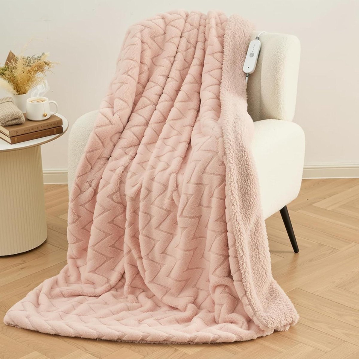 Elektrische Deken - Verwarmde Plaid - Comfortabele Warmte - Zachte Jacquard Stof - 130 x 180 cm - Donkergrijs