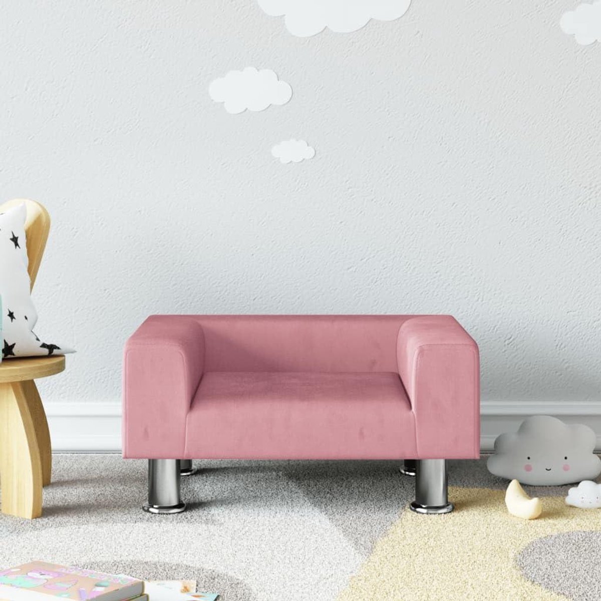 Kinderbankje - Kinderfauteuil Kinderstoel - Ontspannen Zitten - Geen Scherpe Randen - 50 x 40 x 26.5 cm - Roze