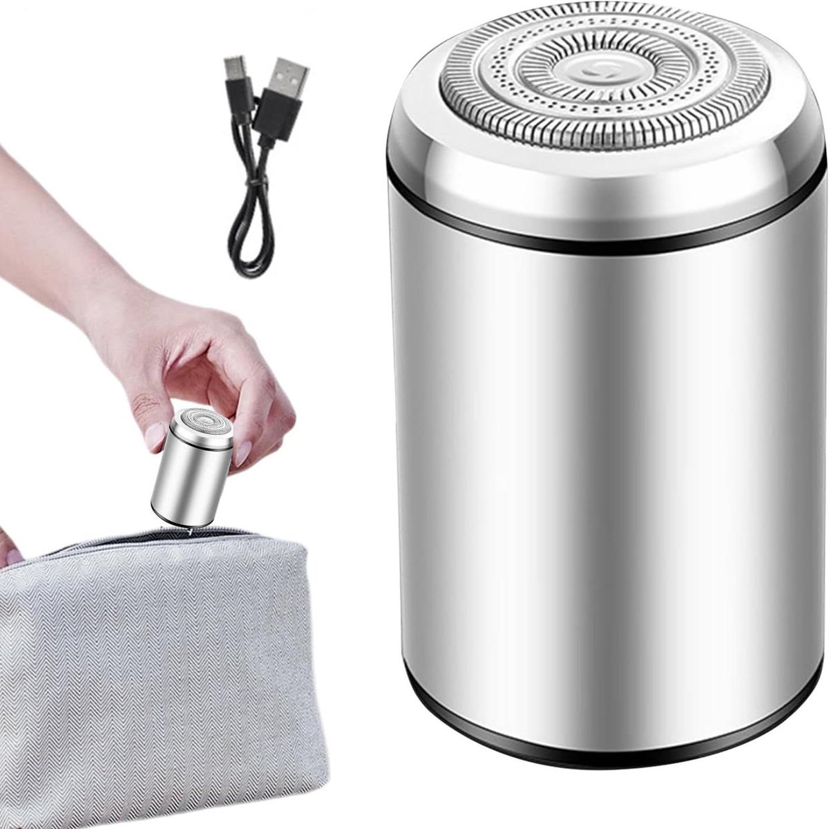 Scheerapparaat voor mannen - Baardtrimmer Trimmer - Dagelijkse verzorging - Waterdicht nat droog - 5.8 x 3.8 cm - Zilver