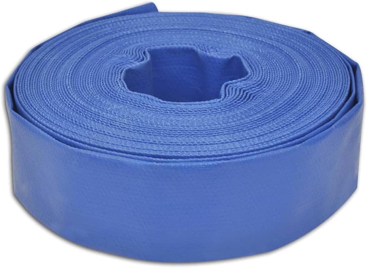 Platte slang - Flexibele tuinslang - Water transporteren - Versterkt pvc materiaal - 100 meter - Blauw