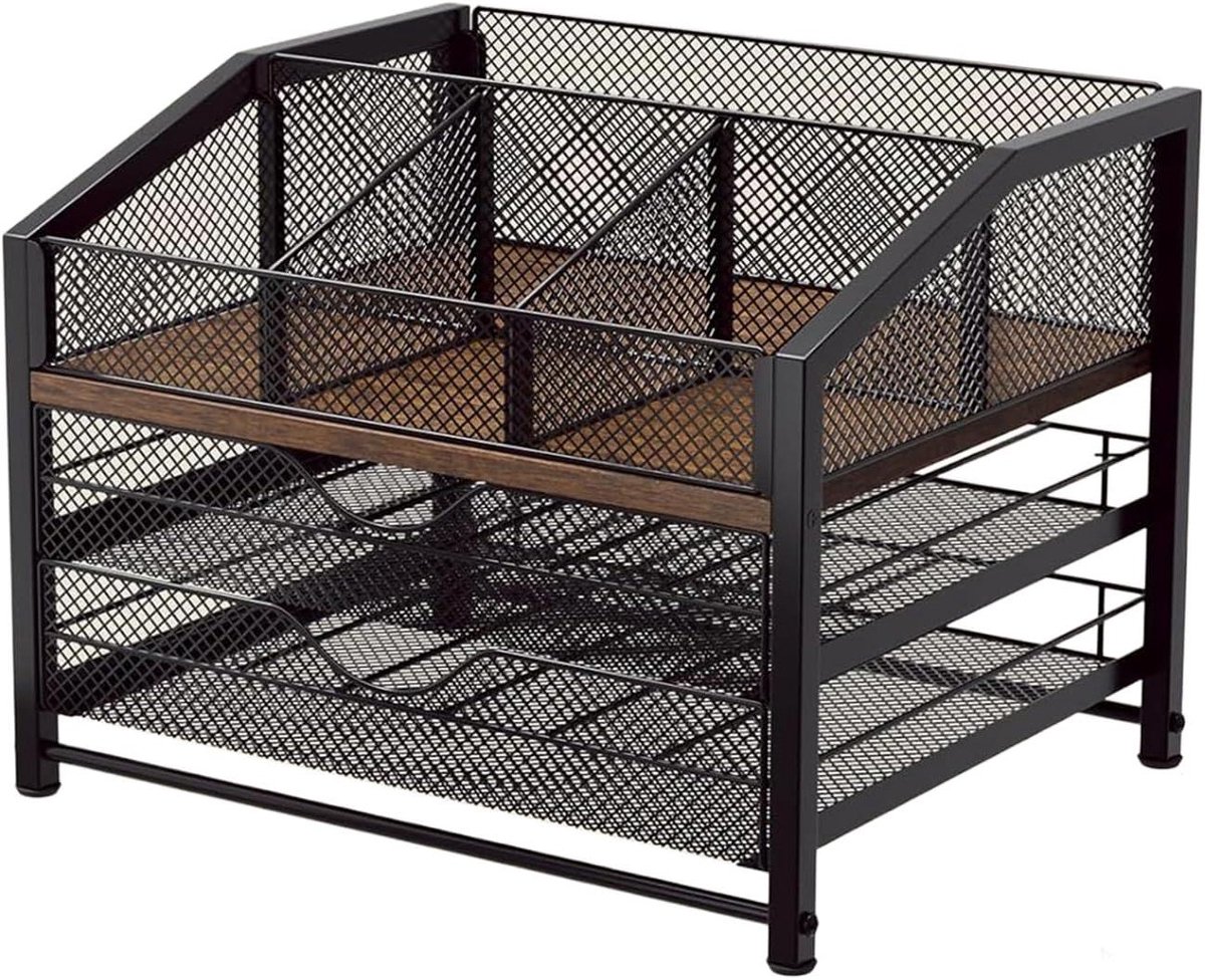Koffiehouder - Opberger mokken - Keuken organiseren - 3-laags display - 37 x 30 x 28 cm - Zwart