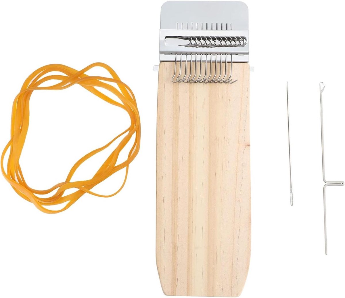 Repareer Loom - Kleine Weefgetouw Kit - Kleding Herstellen - 12 Haken Ontwerp - 18x7x3 cm - Beige