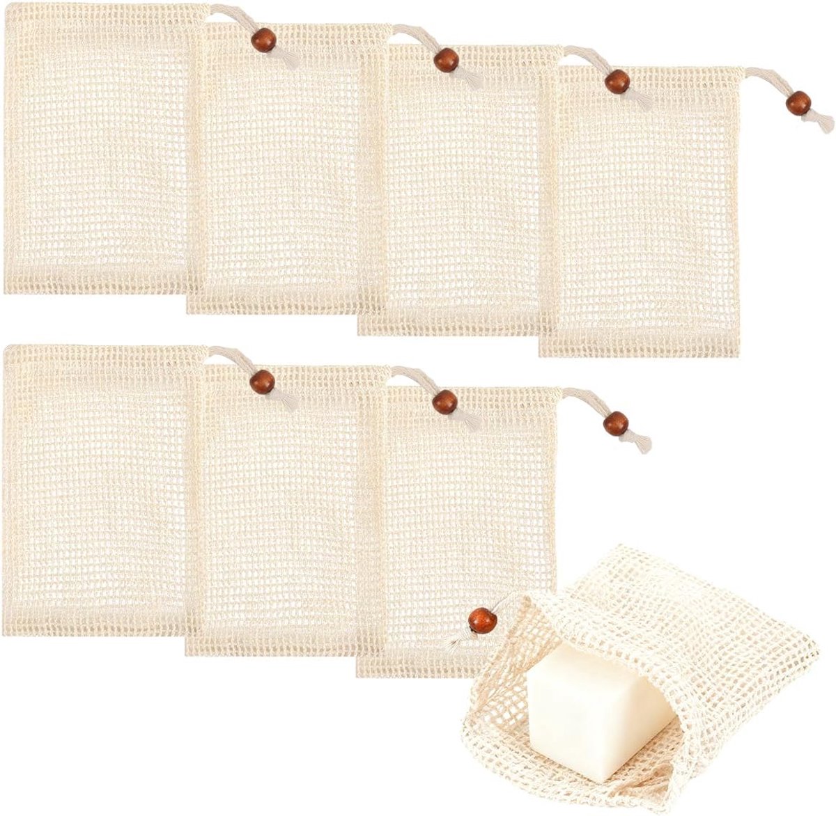 8 stuks sisalzakjes voor zeep, zeepzakjes 9 cm x 14 cm | zeepzakjes voor vaste zeep, ademend, huidvriendelijk, snel schuimend, zeepnet voor baden, gezichtsreiniging en handen wassen