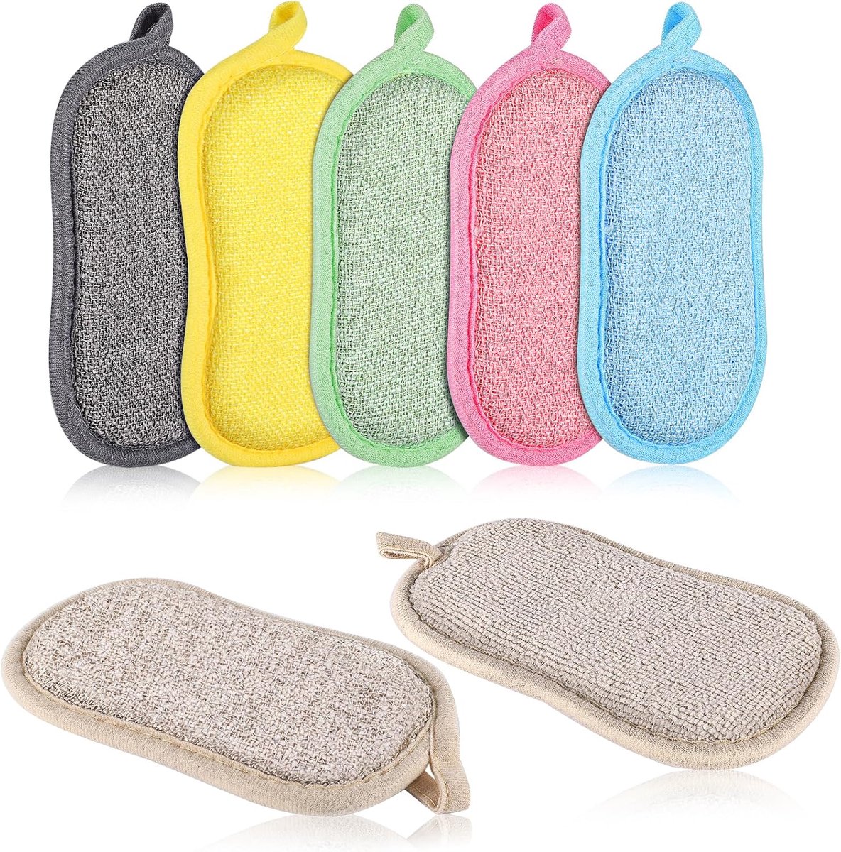 Afwasspons, 6 Stuks Duurzame Keukensponzen, Herbruikbare Microvezelsponzen, Voor Bestek, Keuken, Badkamer, Vloeren (Kleur)