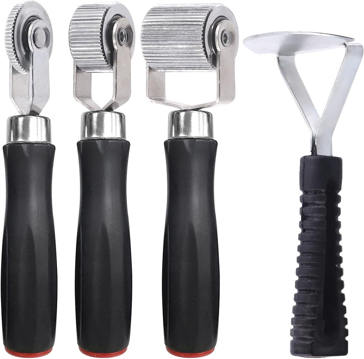 4-delig 3-maten set geluidsdempingsrol voor auto, 6 mm 20 mm 40 mm metalen autogeluidsdempingsrol installatiegereedschap met schraper, installatiegereedschap rollend wiel interieuraccessoire