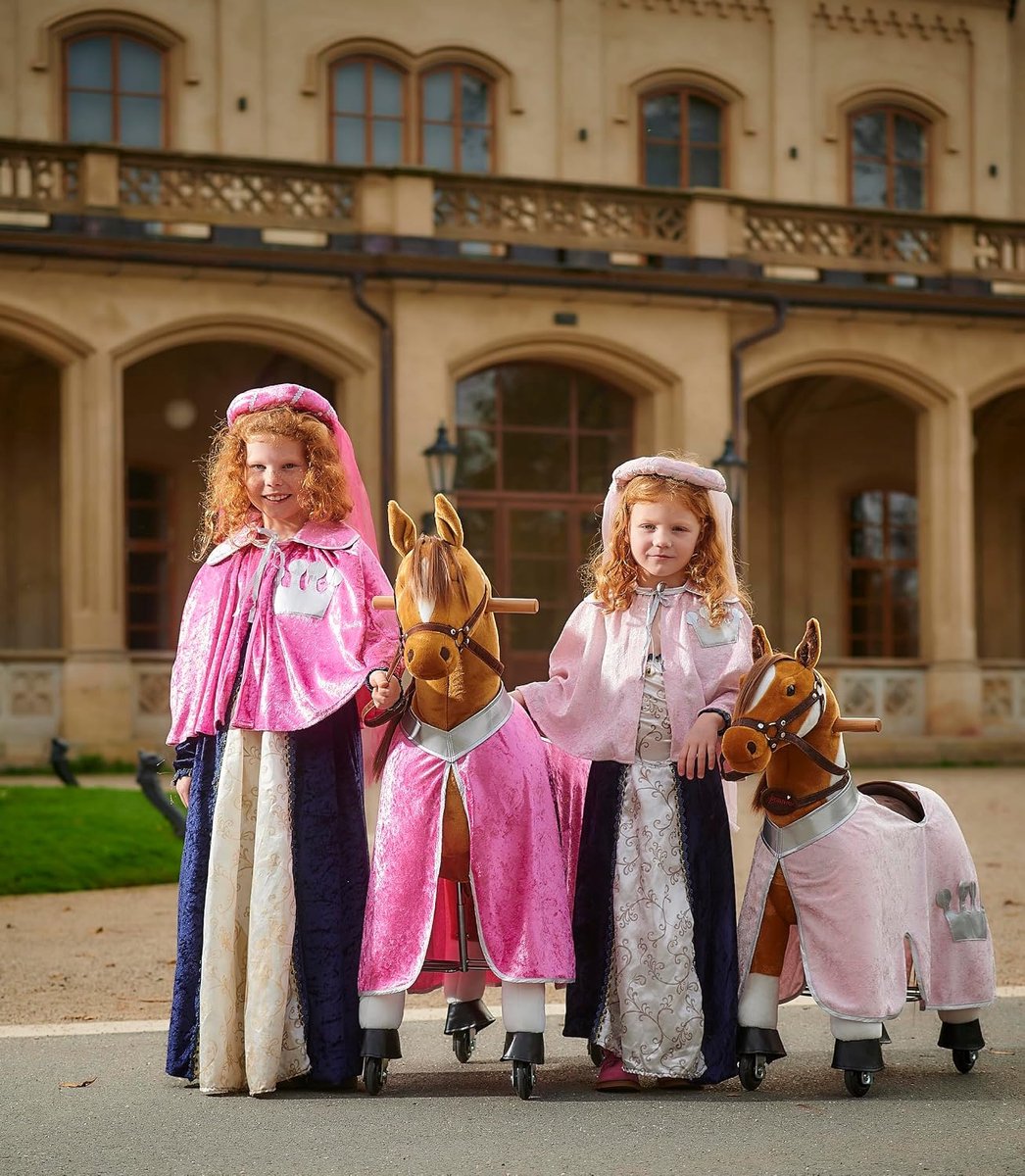 Zadeldek mechanisch paard roze M (5-12 jaar), houten paard accessoires