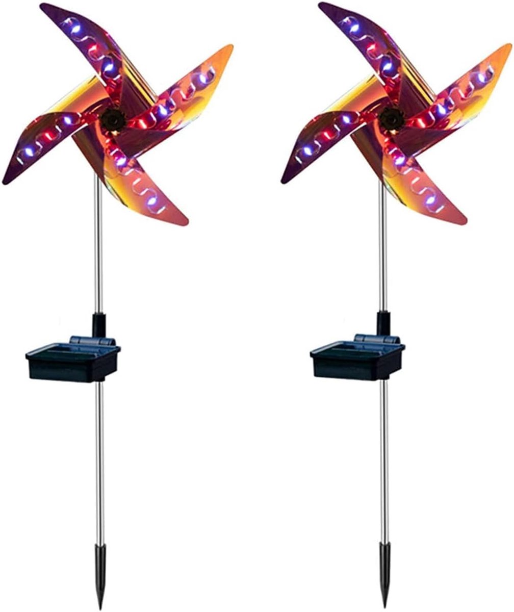 2 stukken Regenboog zonne-windmolen licht Tuin zonne-grondlichten kleur veranderen Tuinornamenten Buitenshuis tuin decoratie voor Grasveld Patio Tuin pad Automatisch aan/uit