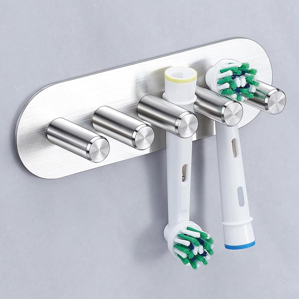 Opzetborstelhouder, tandenborstelhouder, elektrische tandenborstel, tandenborstelhouder, wandhouder, elektrische tandenborstel, badkamer tandenborstelkophouder (zilver, groot)