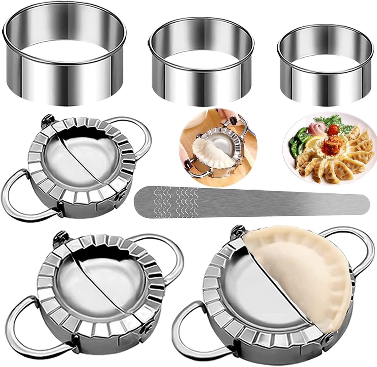 Ravioli-vorm van roestvrij staal, 7-delig, raviolimaker en snijset, dumpling maker, dumpling maker, dumpling machine, keukenaccessoires