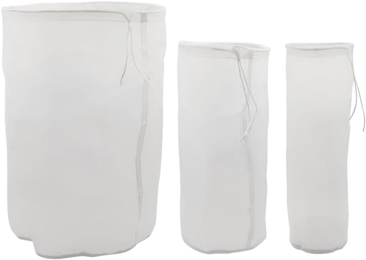 notenmelkzak, fijnmazige passeerdoek, filterdoek, wasbaar, voor notenmelk, fruitsap, groentesap (25 x 7 cm + 23 x 11 cm + 30 x 20 cm)