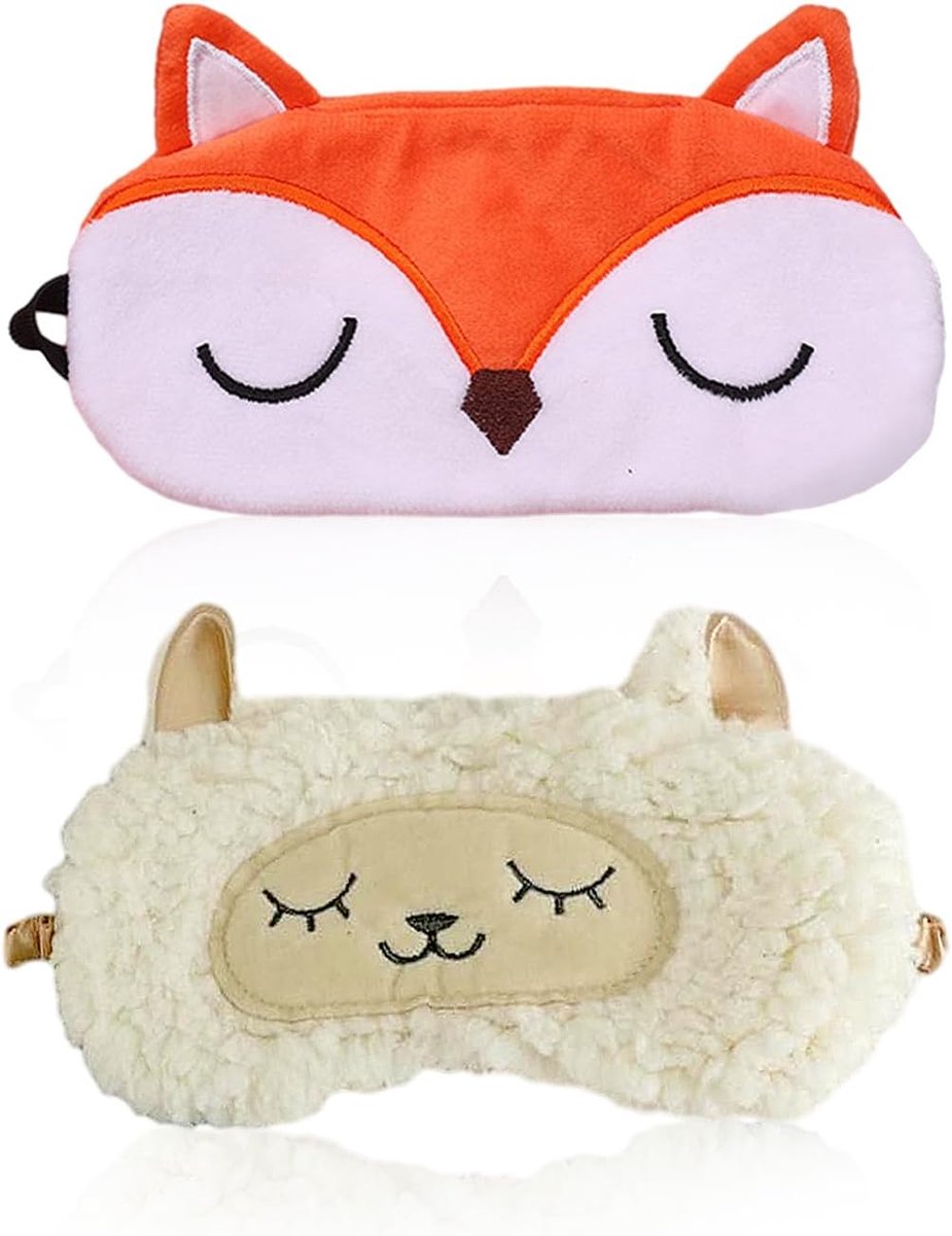 2 stuks slaapoogmasker, 3D schattig dieren-slaapmasker, kinderslaapmasker, slaapmasker voor dames, reisslaapmasker