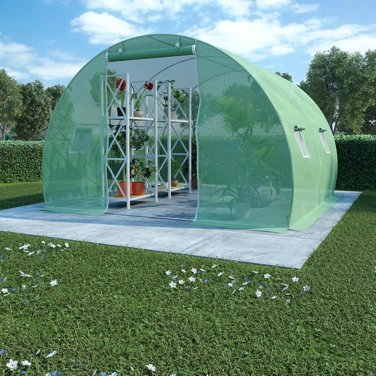 Tuinkas - Broeikas Planten - Planten Kweken - Zwaarder PE-netweefsel - 300 x 300 x 200 cm - Groen