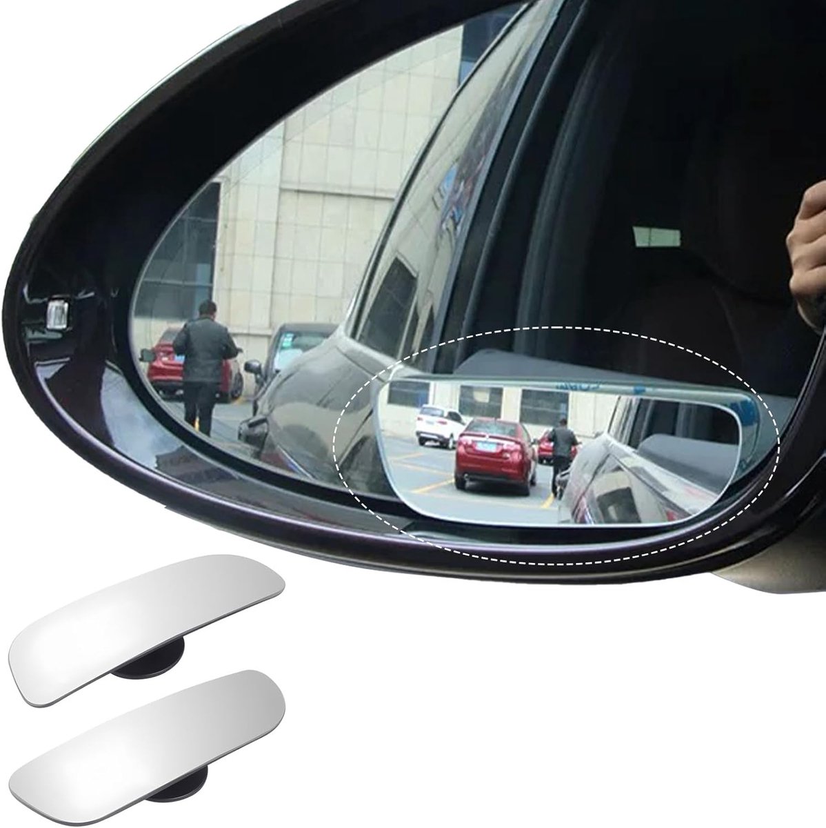 2 stuks Echtglas dodehoekspiegel voor auto, blindspiegel zijspiegel 360°, convexe dodehoekspiegel voor autozijkant achteruitkijkspiegel, groothoek-achteruitkijkspiegel voor verhoogde