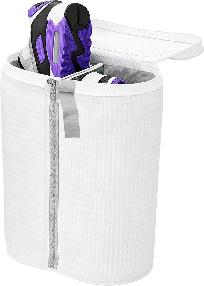 wasmachine, herbruikbare waszak met ritssluiting, 360° reiniging, anti-vervorming, waterdoorlatend, voor sneakers, gymschoenen, beschermt schoenen en wasmachine (wit)