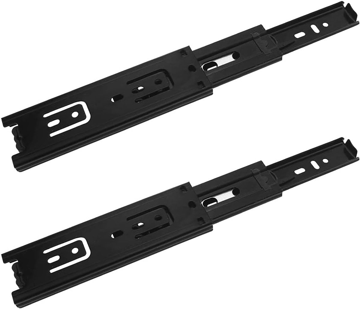 2 stuks metalen stalen lade kogellager lopers glijbanen, 15cm duwen naar open lade schuifladen, 3 vouwen volledige verlenging, zijmontage, zware belastbaarheid 45 kg