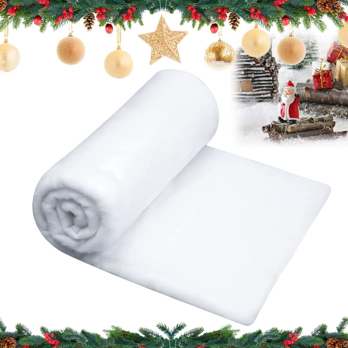 Deko, Sneeuwdek 200x80 cm, Sneeuwdek Deko Kerstmis, Kunstsneeuw Mat, Deko Sneeuw, Sneeuw Deko Kerstmis, Ideaal Voor Kerstboom, Kerstdorp, Kerstdecoratie Vensterbank
