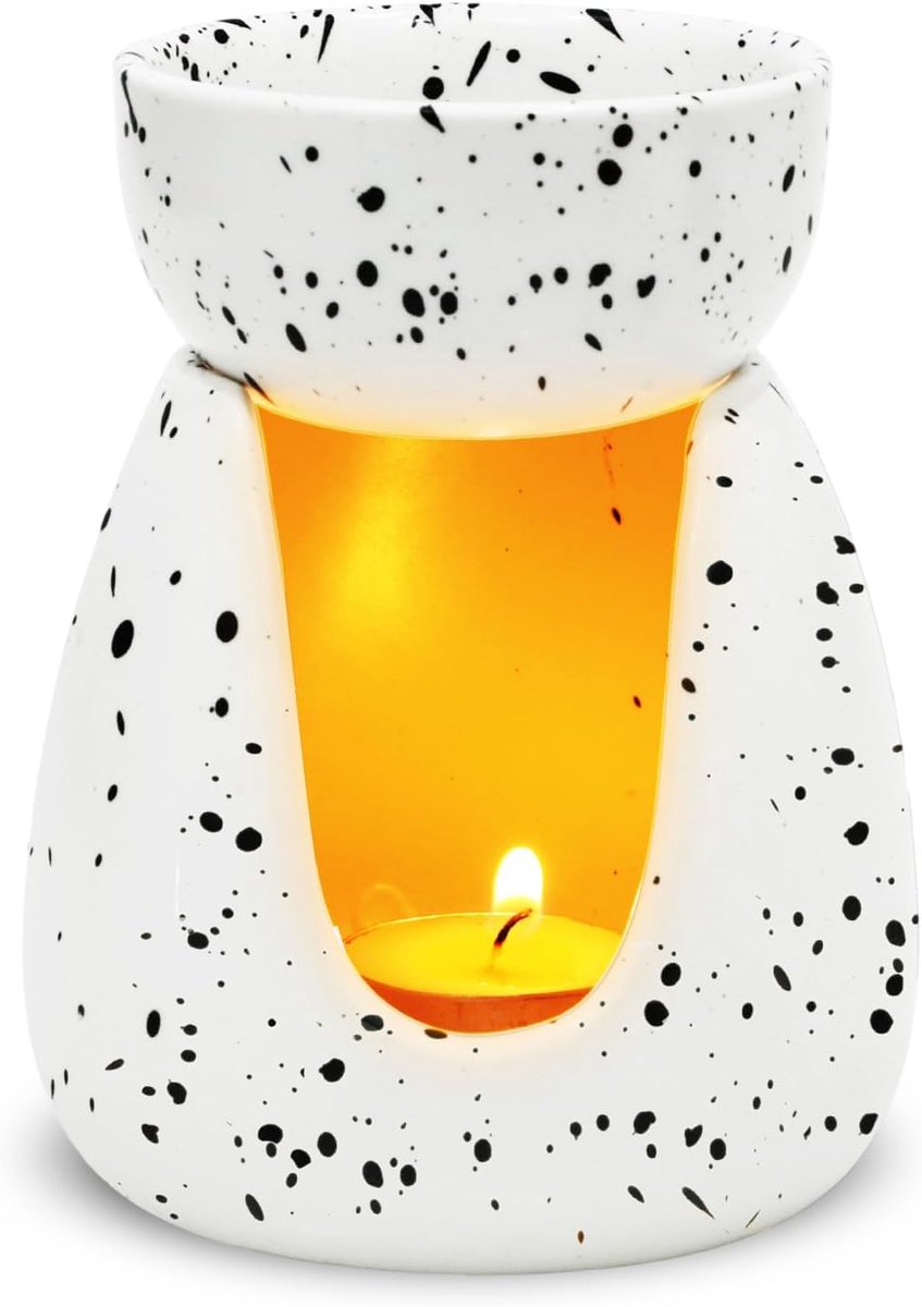 Wax Melt Brander Wax Brand, Keramische Oliebranders Aromatherapie Houder Kaars Geurende Diffuser Thuis Slaapkamer Decor, Inkt splash Wit