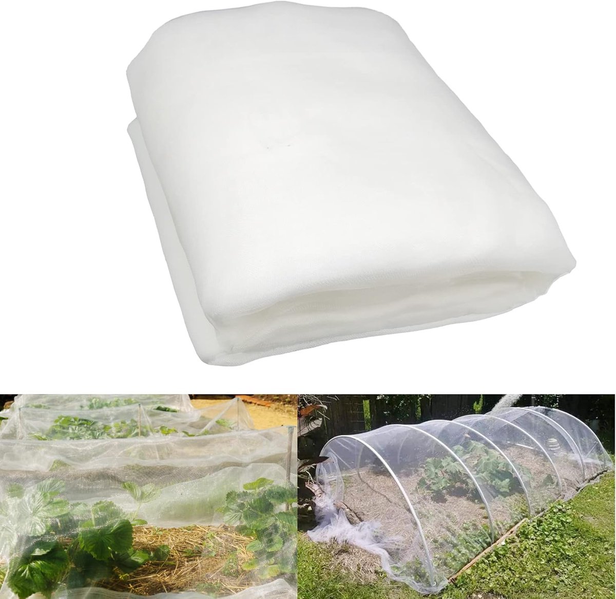 SnelShoppen - 3 x 10 m Groentebeschermingsnet, Fijnmazig Plantenbeschermingsnet, Insectennet voor Tuin, Verhoogd Bloembed, Fruit, Bloemen, Groenten, E