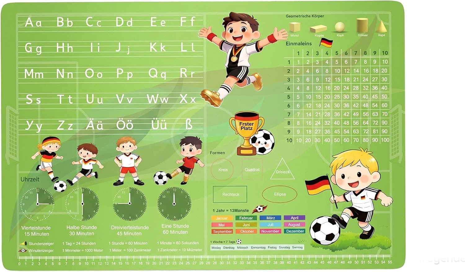 SnelShoppen - Schreibtischunterlage 60×40 cm voor Kinderen - Voetbal Thema - Afwasbare Schrijf- en Knutselondergrond voor Kinderkamer en Huiswerk
