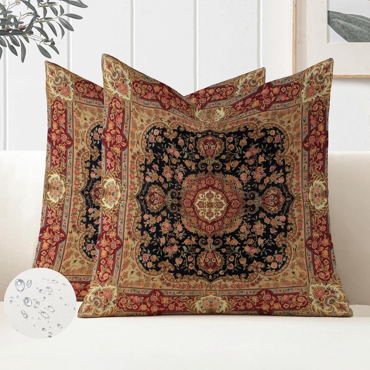 Kussenhoes set van 2 40 x 40 cm - waterdicht polyester - boho mandala bloemen - decoratief voor tuin - ShopVlot