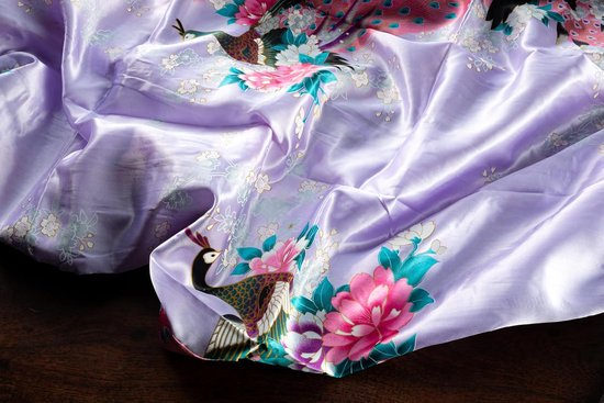 Kimono badjas lang 16 kleuren Premium Peacock bruidsmeisje bruidsdouche dames cadeau — afbeelding 2