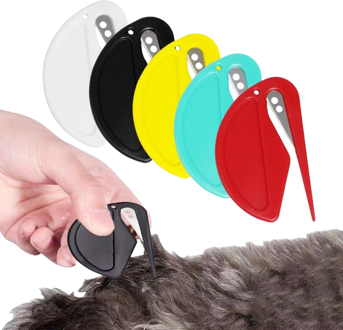Knopensnijder voor honden, 5 stuks, knopensnijder voor honden en katten, lang haar, glijdende snijder voor kaartsnijder, kam voor knopen voor honden en katten, open knoop voor huisdieren