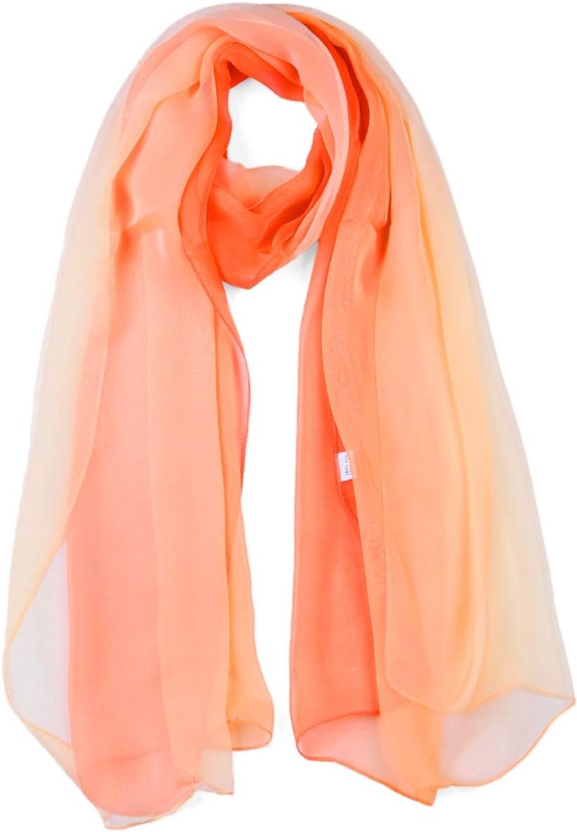 uxcell Long Chiffon Light Wedding Scarf Silky Gradient Color Party Shawl Spring Summer Beach Wrap for Women 63"x19.6" Orange