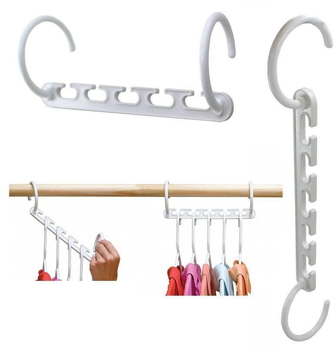 Kleding Organizer Voor 25 Kledingstukken -Ruimtebesparende Kledinghangers- Clothes hangers - Wit - LOUZIR