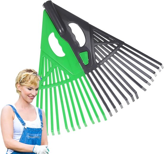 Bladhark Tuin - Gazon hark - Buiten opruimen - Verstelbare harkkop - 54 x 45 cm - Groen — afbeelding 5