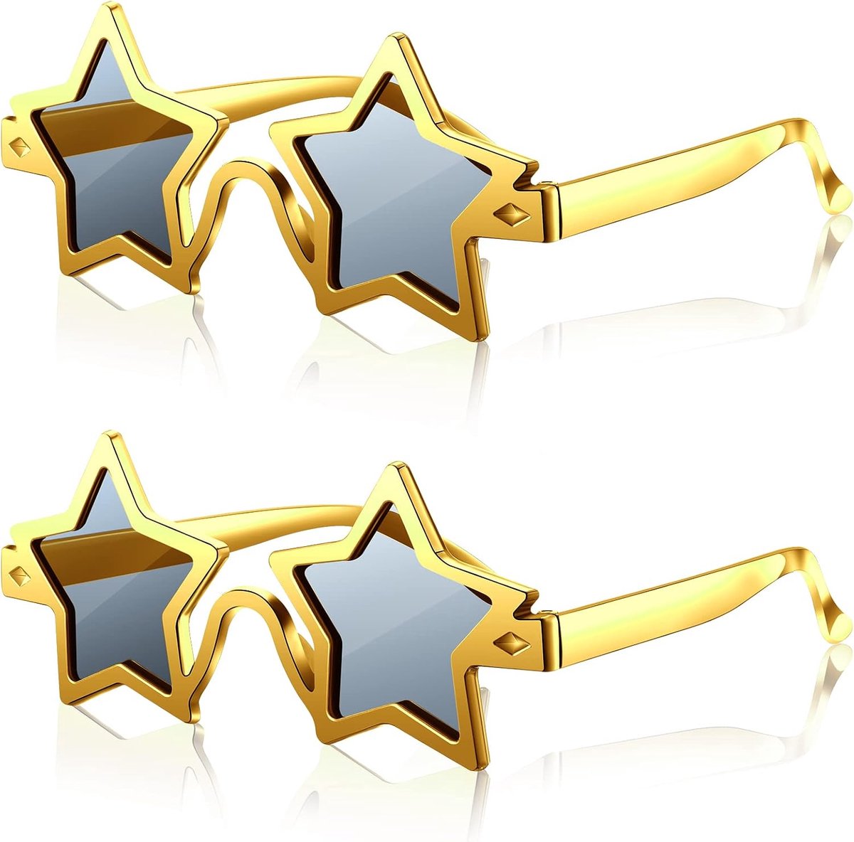 2 Stuks Stervormige Zonnebril Pentagram Zonnebril Fancy Dress Nieuwigheid Bril voor Kerstfeest Volwassenen Foto Rekwisieten (Goud)
