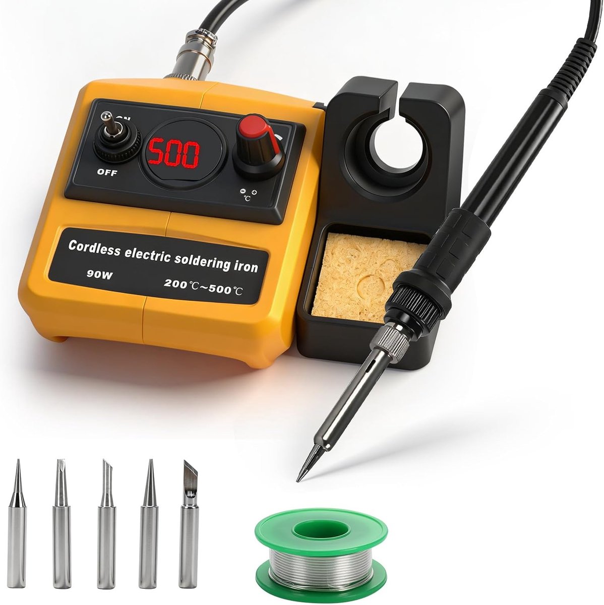 soldeerbout station compatibel met DEWALT 18V/20V batterijen, 90W LCD digitaal display elektrisch soldeerstation met 200-500℃ traploze aanpassing voor (alleen gereedschap)