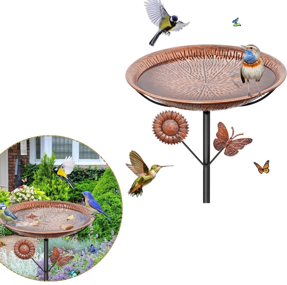 Zavio® Vogelbad op Voet - Vogelhuisje op Paal