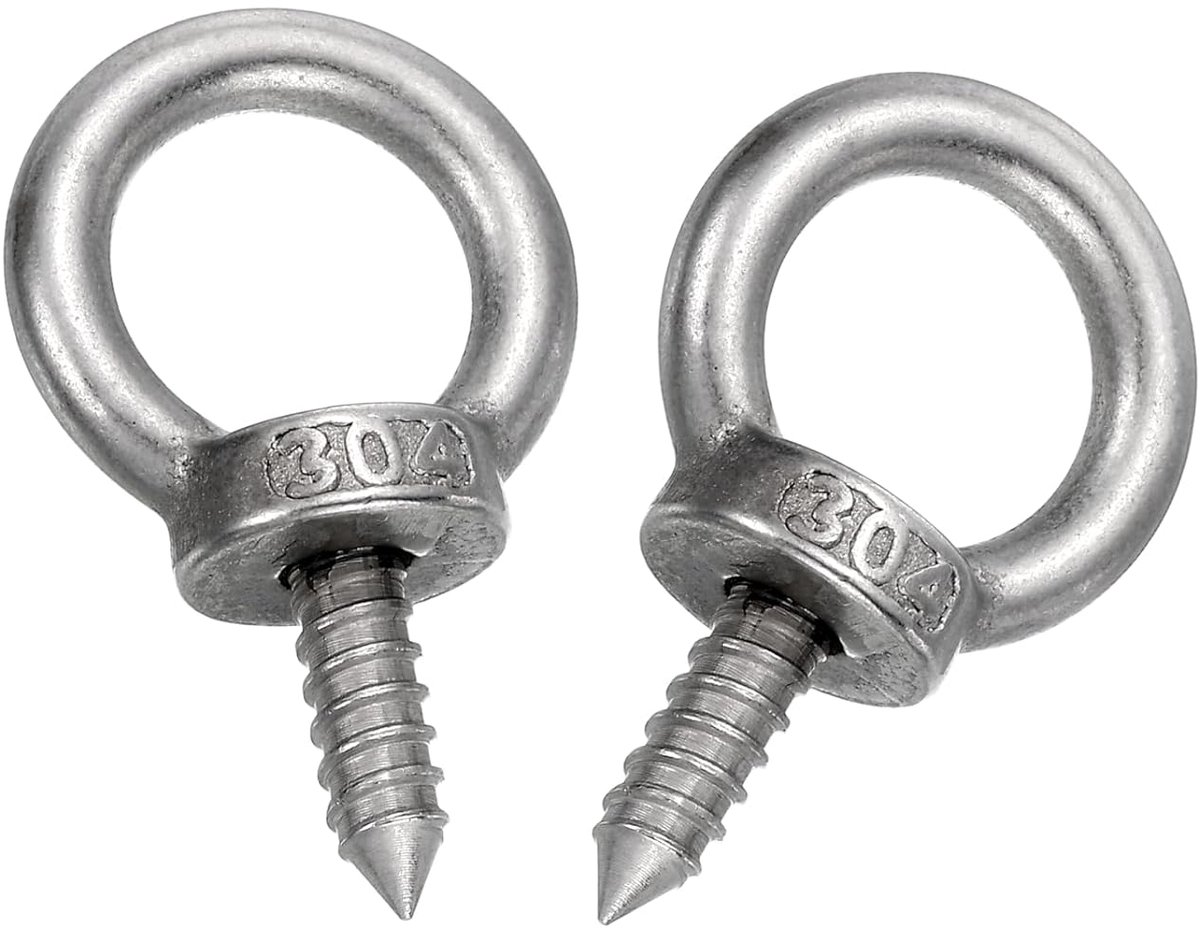 Ooghaken M6 x 16 mm 1,7 x 1,1 x 1,1 inch, 304 roestvrij staal, haken voor hangmat, voor schroefogen, hangend, schommel, yoga, hangmat, 2 stuks
