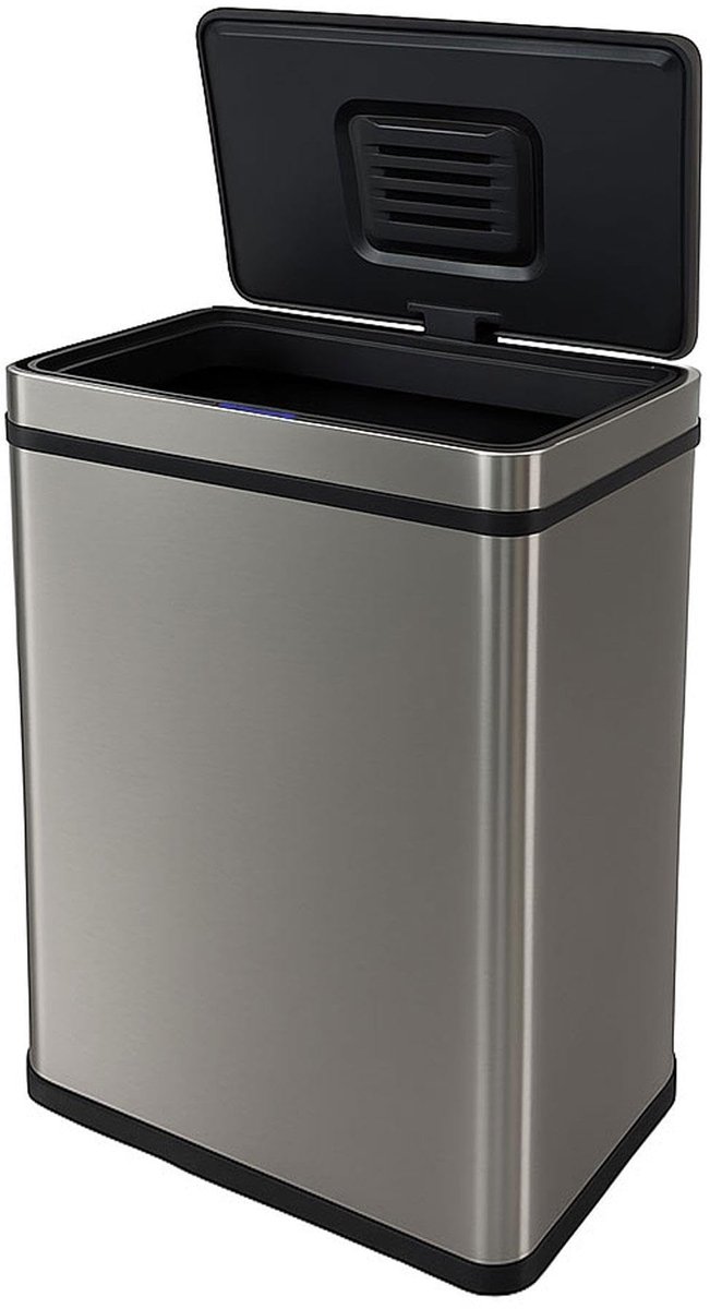 SnelShoppen - Afvalemmer 70 liter, metallic roestvrij staal met automatische sensor en geurfilter, H 78 cm voor keuken, tuin en feestjes