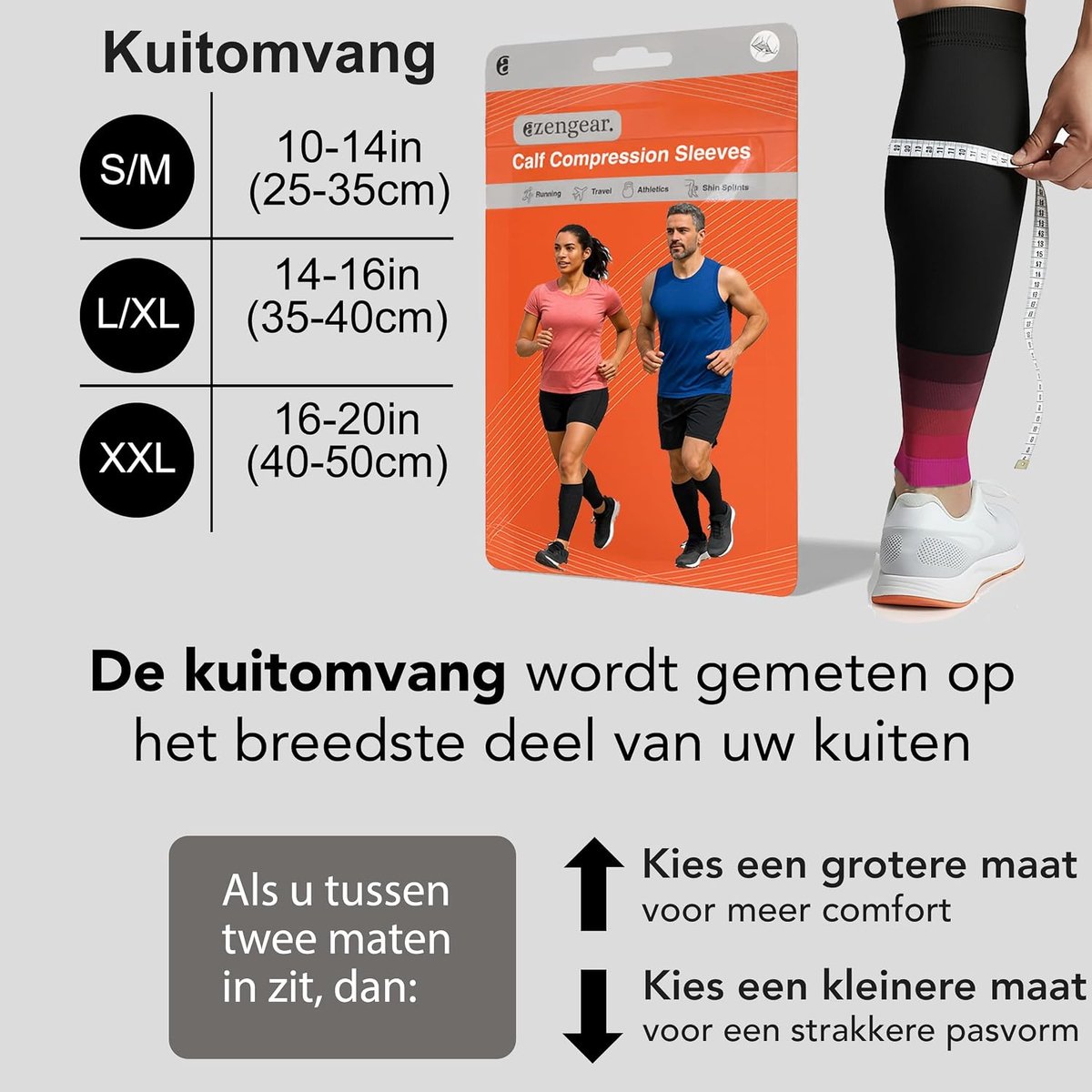 Kuit Compressie Sleeves, Steunkousen zonder Voet, Dames, Heren | Ondersteunt spierscheuren, hardlopen, krampen, herstel, beensteun voor sport, reizen, comfort de hele dag