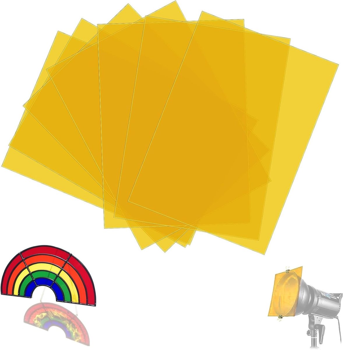 7 filters A4 Gelatine 29,7 x 21 cm geel-transparant boven elkaar stapelbaar voor LED-licht fotostudio - kleurcorrectie DIY