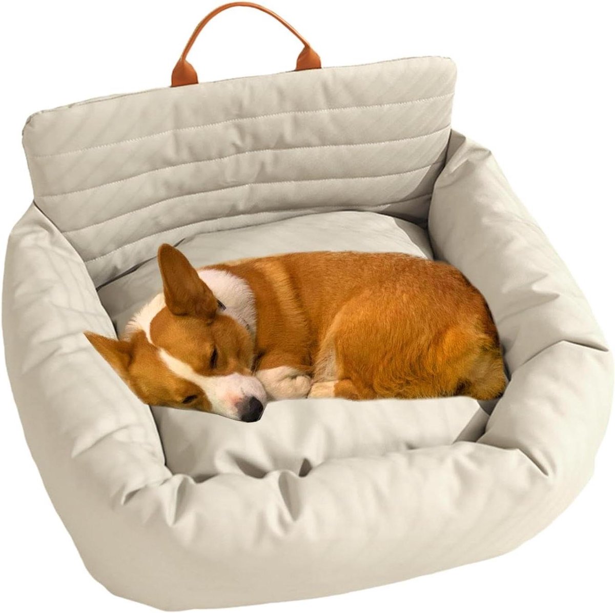 Huisdier autostoel - Reis mand - Veilig reizen - Waterdicht en afneembaar - 62 x 52 cm - Beige