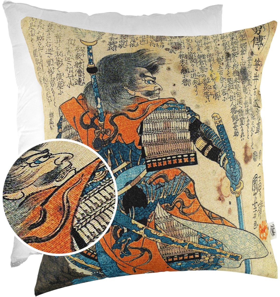 ANRO Samurai Sierkussen 40x40 cm - Gobelin - Inclusief vulling Multicolor