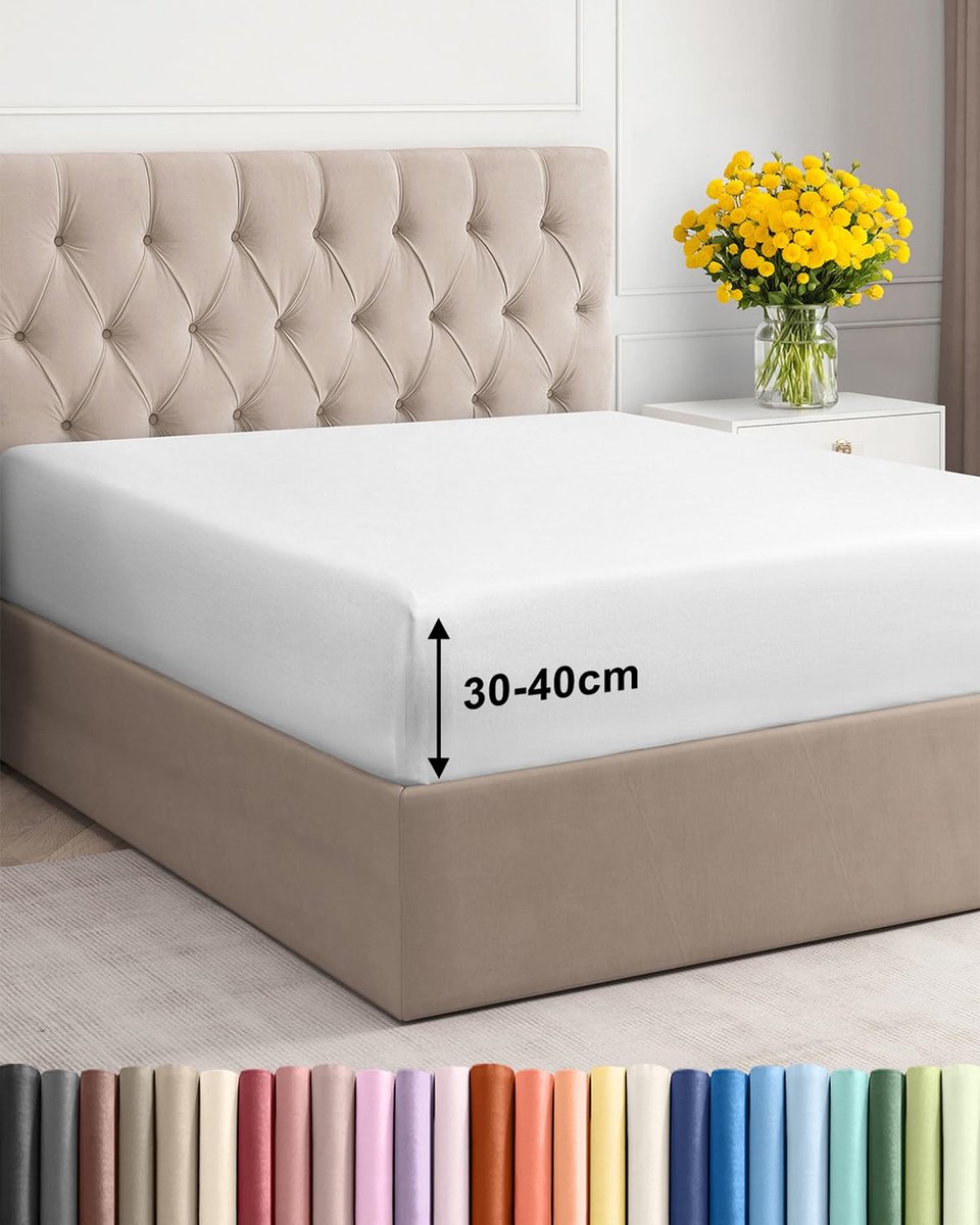 SnelShoppen - Hoeslaken 90x190 cm – 40 cm diepe hoek – Geborstelde polyester microvezel – Voor boxspringbedden – Matrassen tot 40 cm – OEKO-TEX gecert