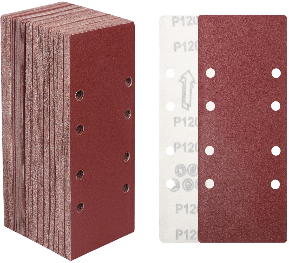 SnelShoppen - 30-delige schuurbladenset, 93 x 230 mm, schuurpapier korrels 40/60/80/120/180/240/320/400, 8 gaten, accessoires voor vlakschuurmachine,