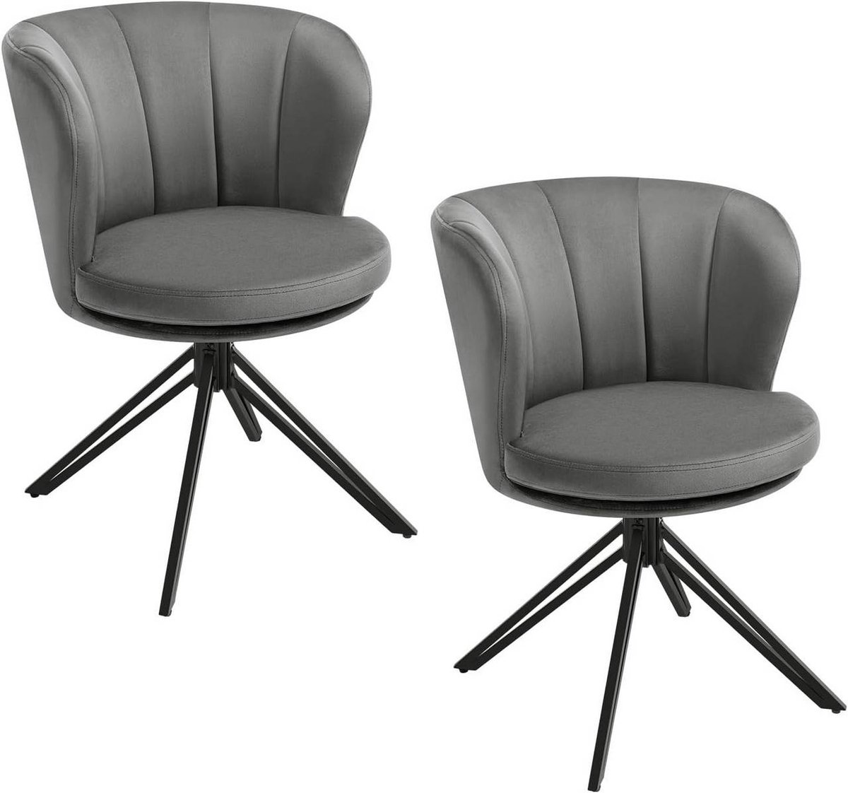 SureDeal® - Eetkamerstoelen - Draaibaar - Fluweel - Armleuning - Ergonomisch - 57x79x61 cm - Zwart