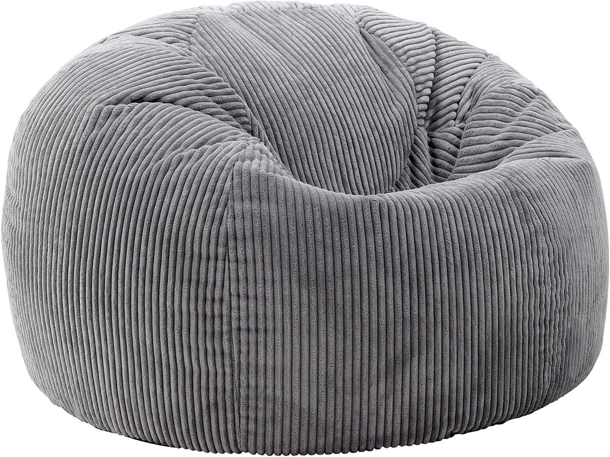 Zitzak Stoel - Zitkussen Gevuld - Ontspannen Zitten - Zacht Corduroy - 85 cm Diep - Donkergrijs